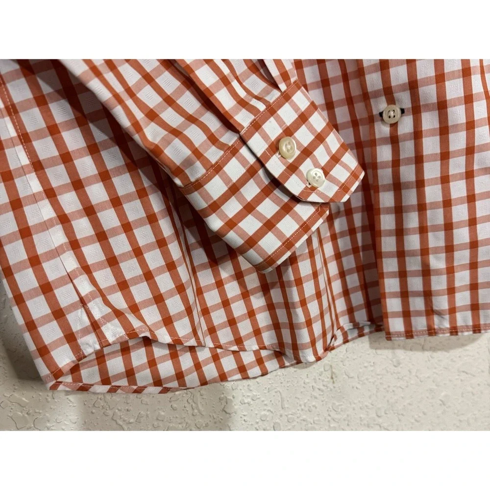 Banana Republic Men Red Plaid‎ Button Long Sleeve Dress Shirt L Graphic Check